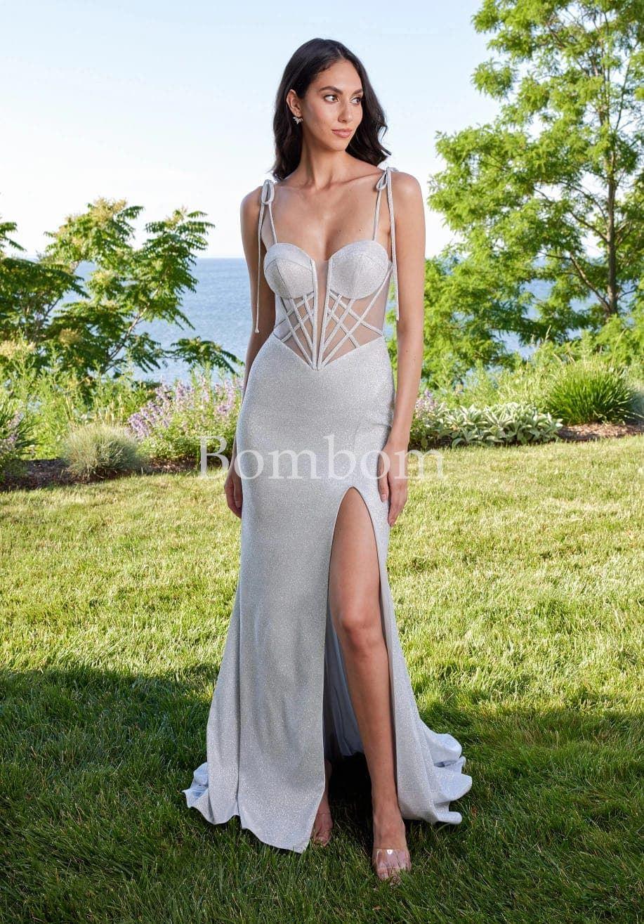 #Vestido largo gris plata - Imagen 1