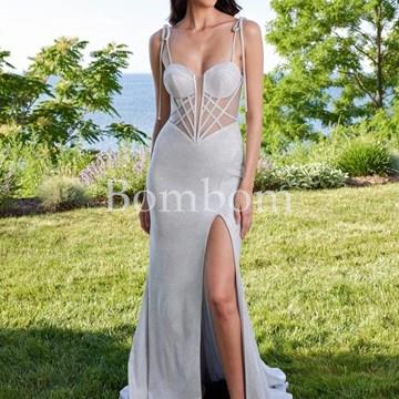 #Vestido largo gris plata - Imagen 1