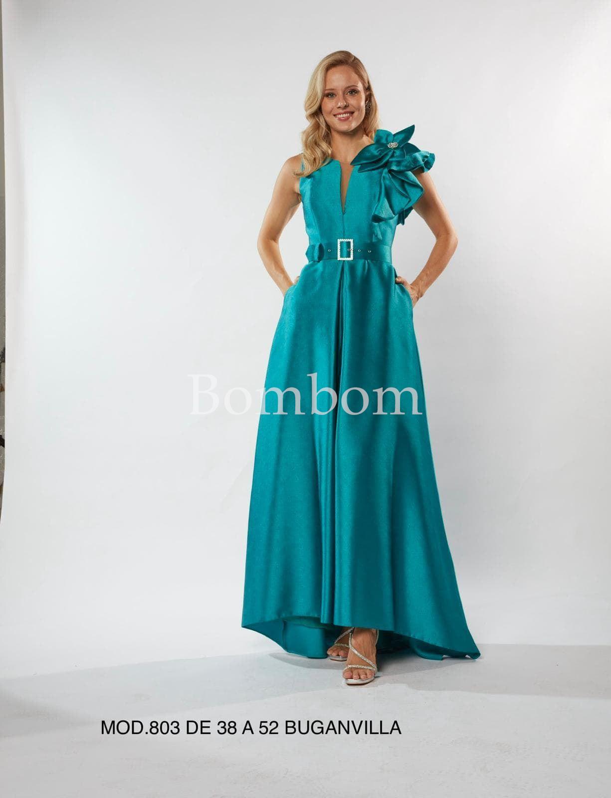 Vestido largo mikado color fucsia - Imagen 1