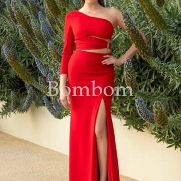 Vestido largo rojo sexy - Imagen 1