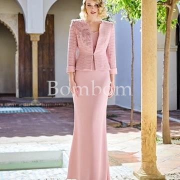 Vestido largo rosa palo con chaqueta - Imagen 1