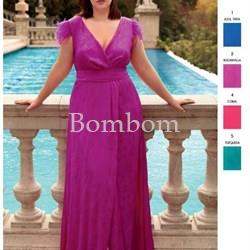 vestido largo talla grande con plumas hasta 64 - Imagen 1