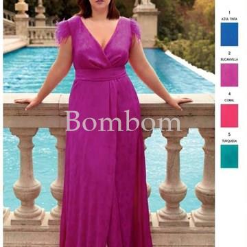 vestido largo talla grande con plumas hasta 64 - Imagen 1