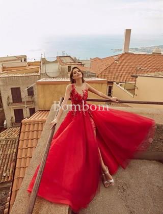 Vestido madrina Veni infantino rojo - Imagen 2