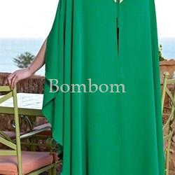 Vestido midi crepe verde botella y buganvilla - Imagen 2