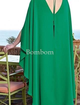 Vestido midi crepe verde botella y buganvilla - Imagen 2
