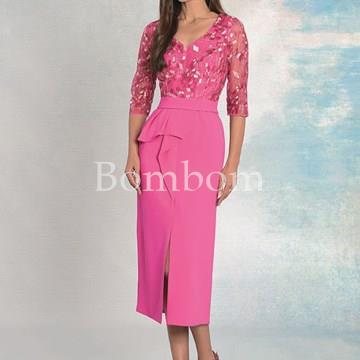 Vestido midi fucsia elegante - Imagen 1