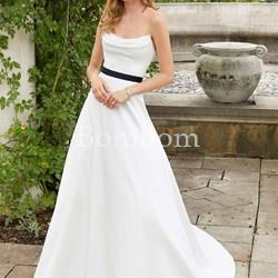 #Vestido mikado liso blanco novia , cintos diferentes - Imagen 1
