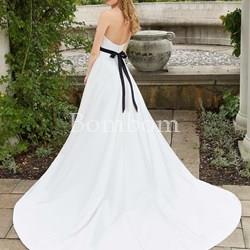 #Vestido mikado liso blanco novia , cintos diferentes - Imagen 2
