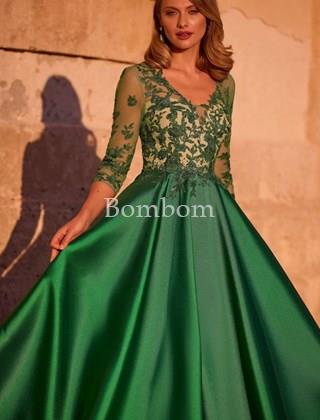 #Vestido mikado madrina veni infantino verde esmeralda - Imagen 1