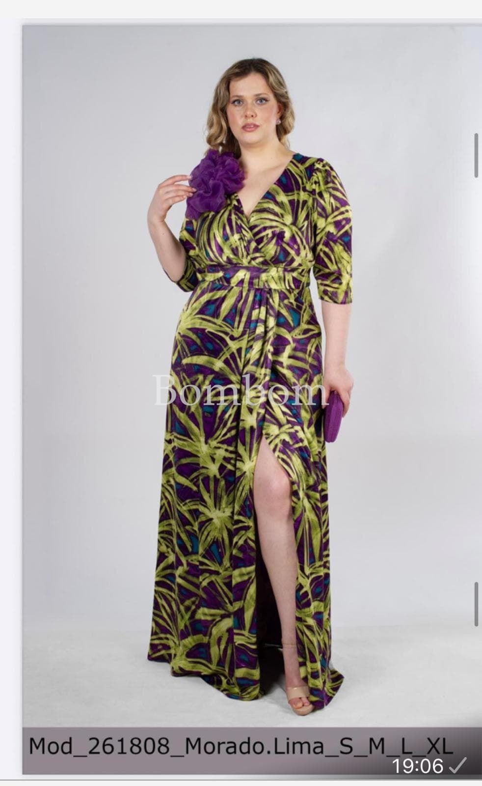 Vestido multicolor de ceremonia con mangas - Imagen 1