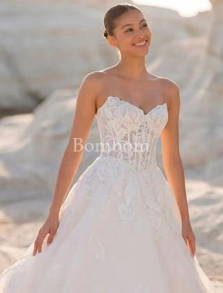 Vestido novia escote corazón blanco - Imagen 1