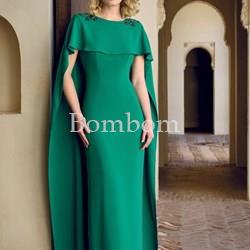 Vestido recto con capa verde esmeralda - Imagen 1