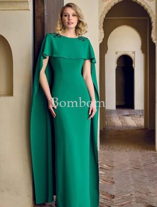 Vestido recto con capa verde esmeralda - Imagen 1
