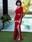 Vestido rojo asimétrico sexy - Imagen 1