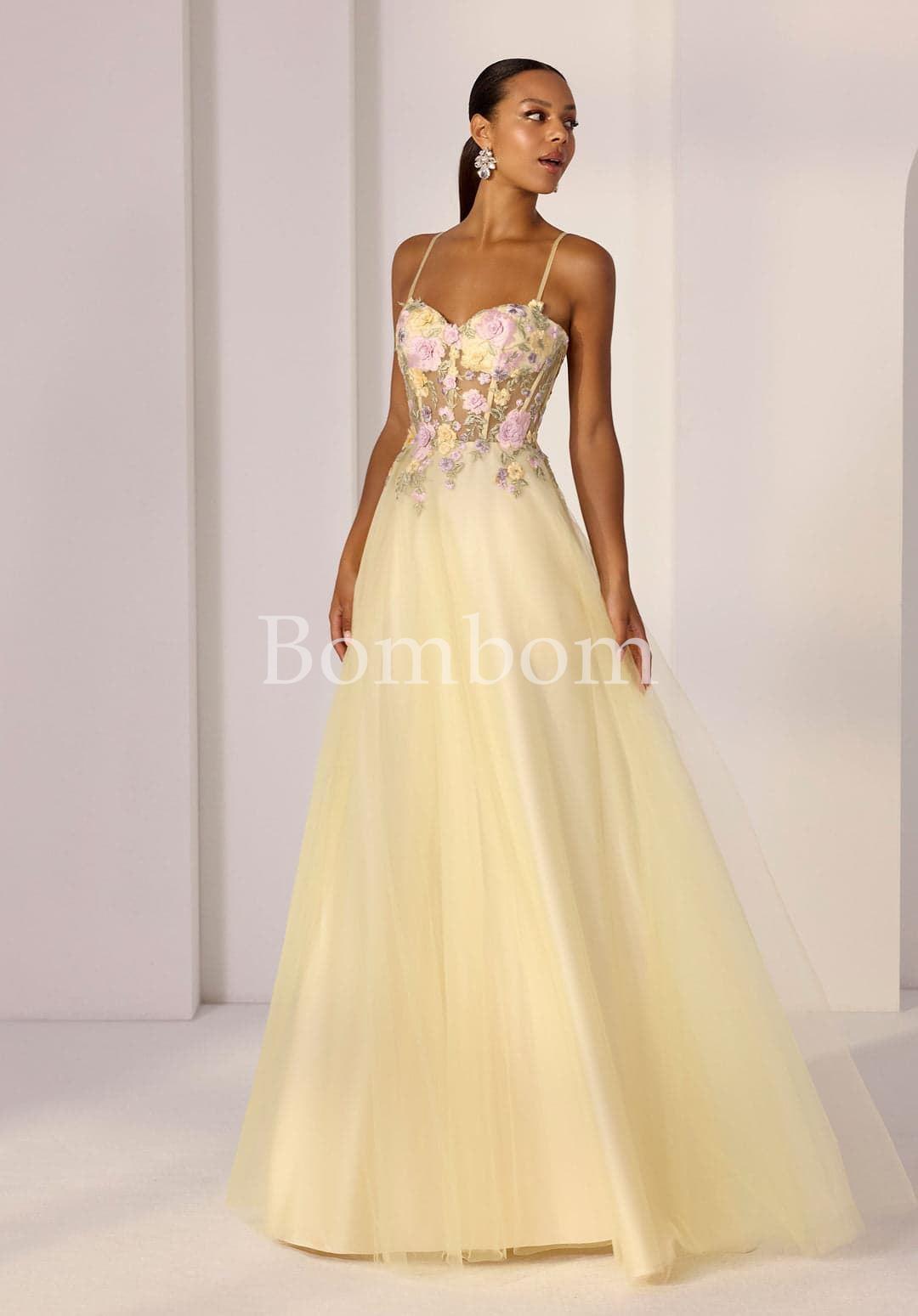 Vestido Tul seda amarillo - Imagen 1