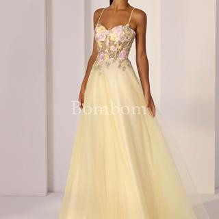 Vestido Tul seda amarillo - Imagen 1