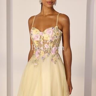 Vestido Tul seda amarillo - Imagen 2