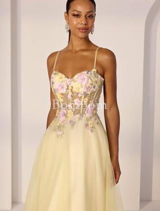 Vestido Tul seda amarillo - Imagen 2