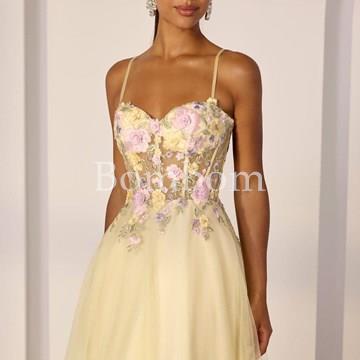Vestido Tul seda amarillo - Imagen 2